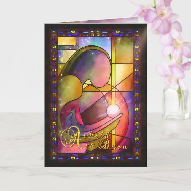 Mary och Jesus Baby A CHILD ÄR BORN Card Kort (Orkide)