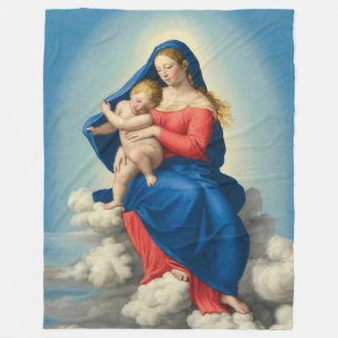 MARY och JESUS i CLOUDS Fleecefilt