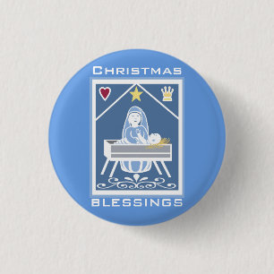 Mary och Jesus julvälsignelser Knapp