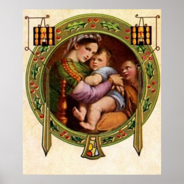 Mary och Jesus med Holly Poster (Framsidan)