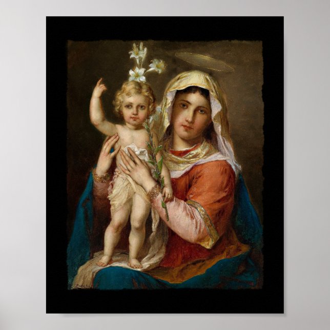 Mary och Jesus med Lily Poster (Framsidan)