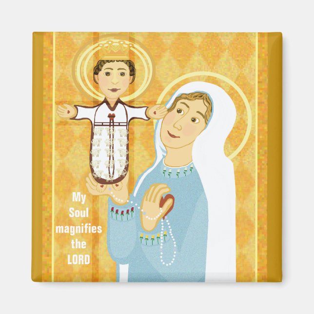 Mary och Jesus moderna ikon Magnet (Framsidan)