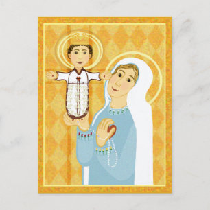 Mary och Jesus moderna katolska ikonen Vykort