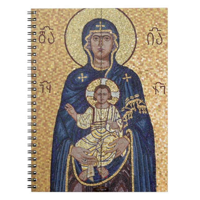 Mary och Jesus Mosaik Anteckningsbok Med Spiral (Framsidan)