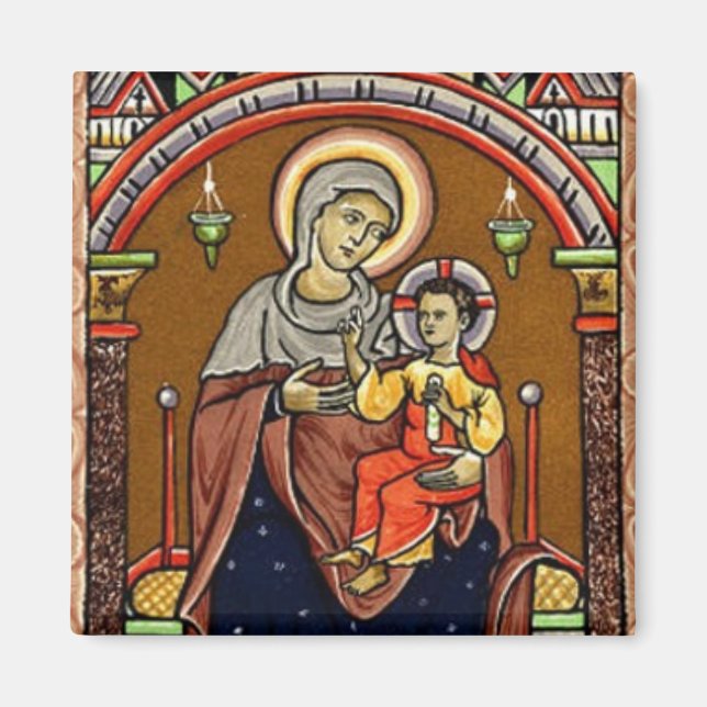 Mary och Jesus Vintage Magnet (Framsidan)