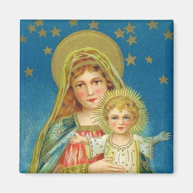 Mary och Jesus Vintage Magnet (Framsidan)