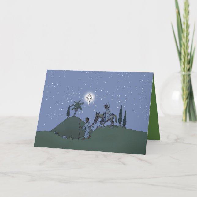 Mary och Joseph, julkort. Helgkort (Framsida)