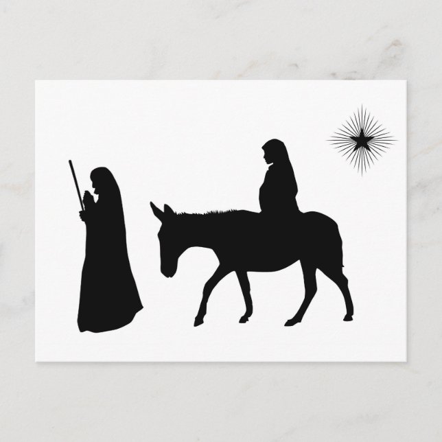Mary och Joseph Silhouette Vykort (Framsida)
