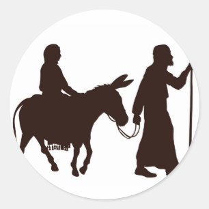 Mary och Joseph silhouettes Runt Klistermärke