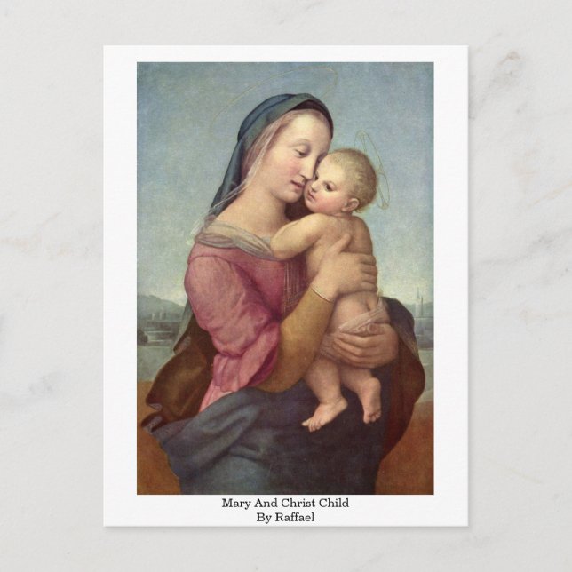 Mary och Kristus Child by Raffael Vykort (Framsida)