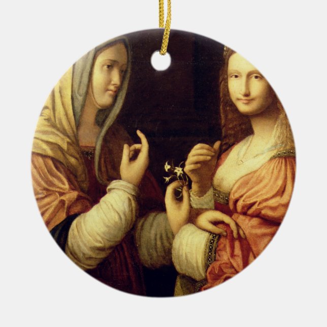 Mary och Martha (olja på panel) Julgransprydnad Keramik (Framsidan)