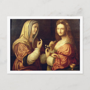 Mary och Martha (olja på panelen) Vykort