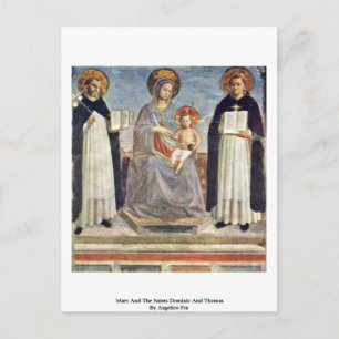 Mary och Saints Dominic och Thomas Vykort