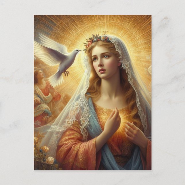 Mary och White Dove Vykort (Framsida)