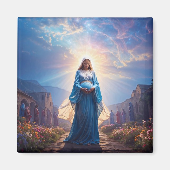 Mary of Nazareth Walking Alone – Christian Artwork Magnet (Framsidan)