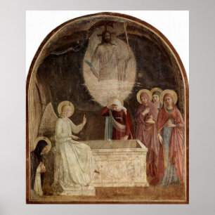 Mary på den tomma graven vid Fra Angelico Poster
