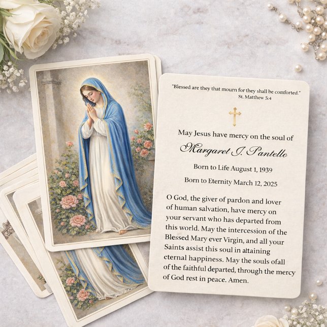 Mary Praying Catholic Funeral Memorial Holy Card - Visitkort (Skapare uppladdad)
