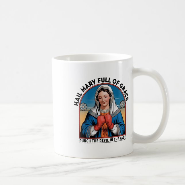 Mary Religiösa Boxing Tee Funny Christian Slår Th Kaffemugg (Höger)