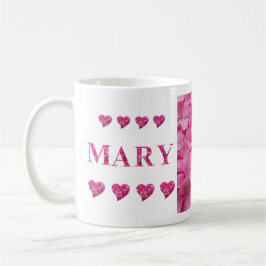 "Mary" Rosa Hydrangea Blommigt Brev & Cute Hearts Kaffemugg