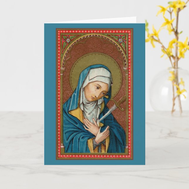 Mary som Mater Dolorosa (SAU20) Blank Greeting Car Kort (Gul blomma)