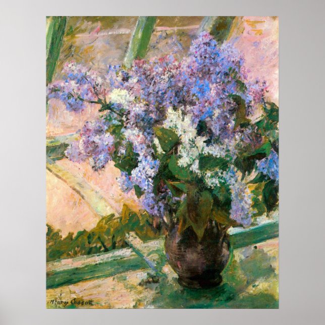 Mary Stevenson Cassatt - Blommor i fönstret Poster (Framsidan)