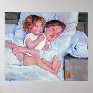 Mary Stevenson Cassatt-Breakfast i sängen Poster