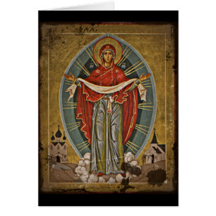Mary the Protector Theotokos Hälsningskort
