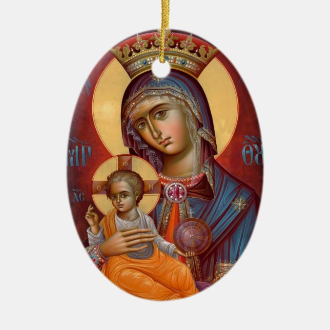 Mary - THEOTOKOS Julgransprydnad Keramik (Framsidan)