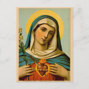 Mary Vår Dam av Sorrows Immaculate Heart Vykort