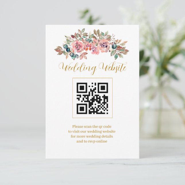 MARY Vattenfärgros Smaragdgrön QR-kod Tilläggskort (Stående Fram)