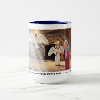Mary visits the empty tomb an sees an Angel.       Mugg