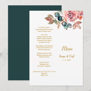 MARY Watercolor Ro Emerald Grönt Bröllop Meny