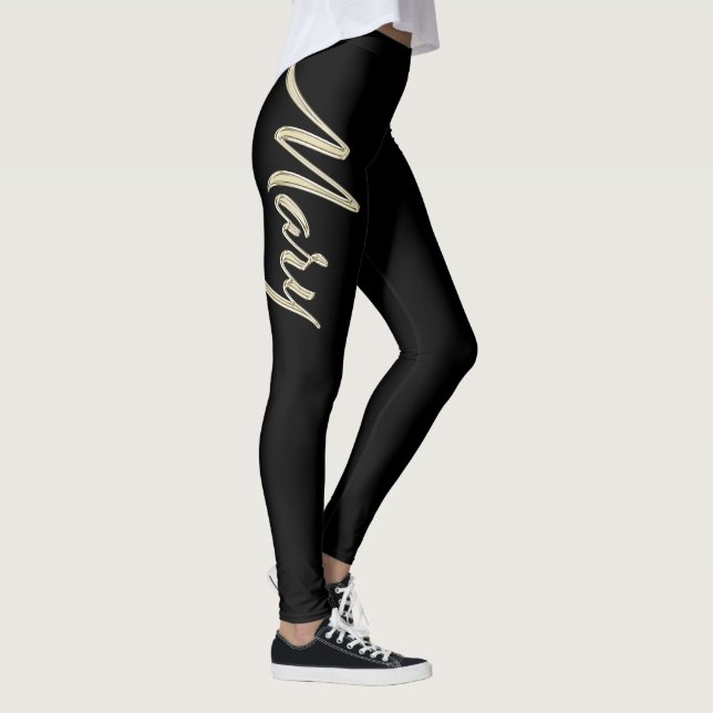 Mary white gold Handwriting Hose Leggings (Höger)