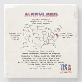 Maryland American State på karta och användbar inf Stenunderlägg
