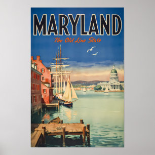 Maryland Annapolis Målerisk Illustration Resa Poster
