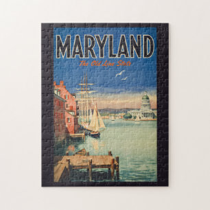 Maryland Annapolis Målerisk Illustration Resa Pussel
