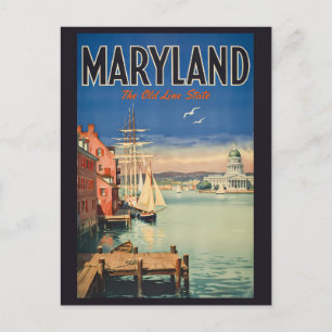Maryland Annapolis Målerisk Illustration Resa Vykort