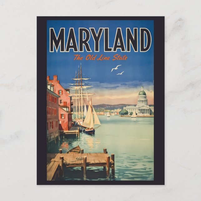 Maryland Annapolis Målerisk Illustration Resa Vykort (Framsida)