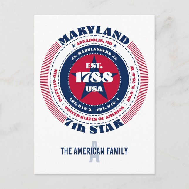 Maryland, Annapolis, MD, Patriotic, Monogram Vykort (Framsida)