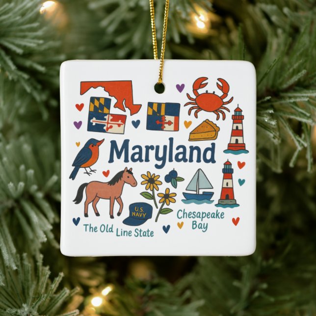 Maryland Anpassningsbar Family Resa Keepsaké jul Julgransprydnad Keramik (Träd)