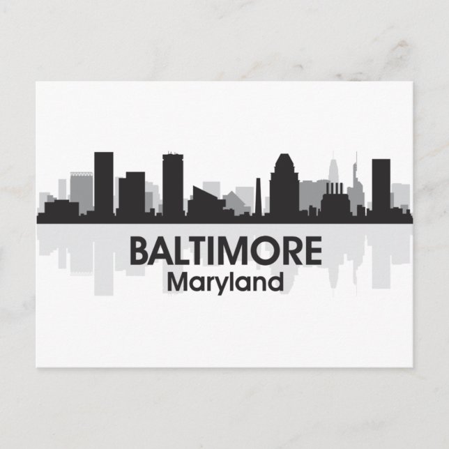 Maryland Baltimore Skyline Vykort (Framsida)