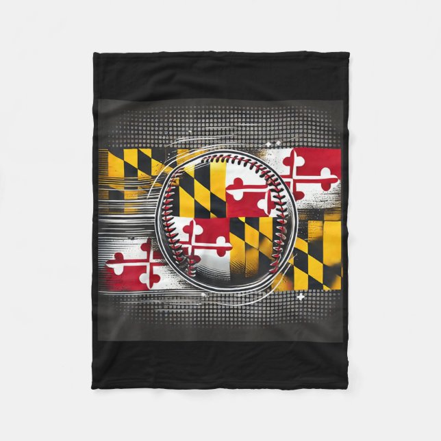 Maryland Baseball Player-design med Statlig flagga Fleecefilt (Framsidan)