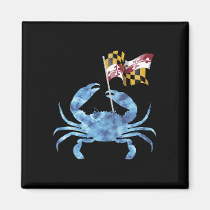 Maryland Blue Crab Flagga Maryland Familjesemester Magnet