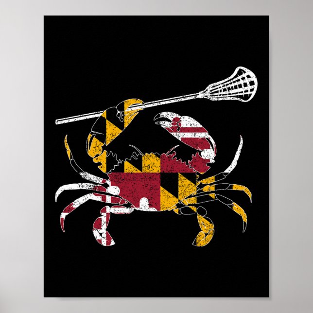 Maryland Blue Crab Lacrosse Älskare Flagga Mary Poster (Framsidan)