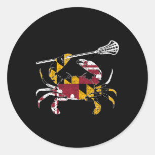 Maryland Blue Crab Lacrosse Älskare Flagga Mary Runt Klistermärke