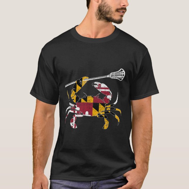Maryland Blue Crab Lacrosse Älskare Flagga Mary T Shirt (Framsida)