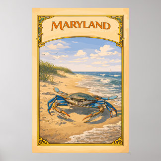 Maryland Blue Crab Vintage Resa Poster