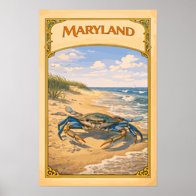 Maryland Blue Crab Vintage Resa Poster (Framsidan)