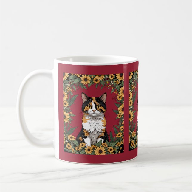 Maryland Calico Cat And Black Eyed Susan Flowers 4 Kaffemugg (Vänster)