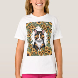 Maryland Calico Cat And Black Eyed Susan Flowers T Shirt